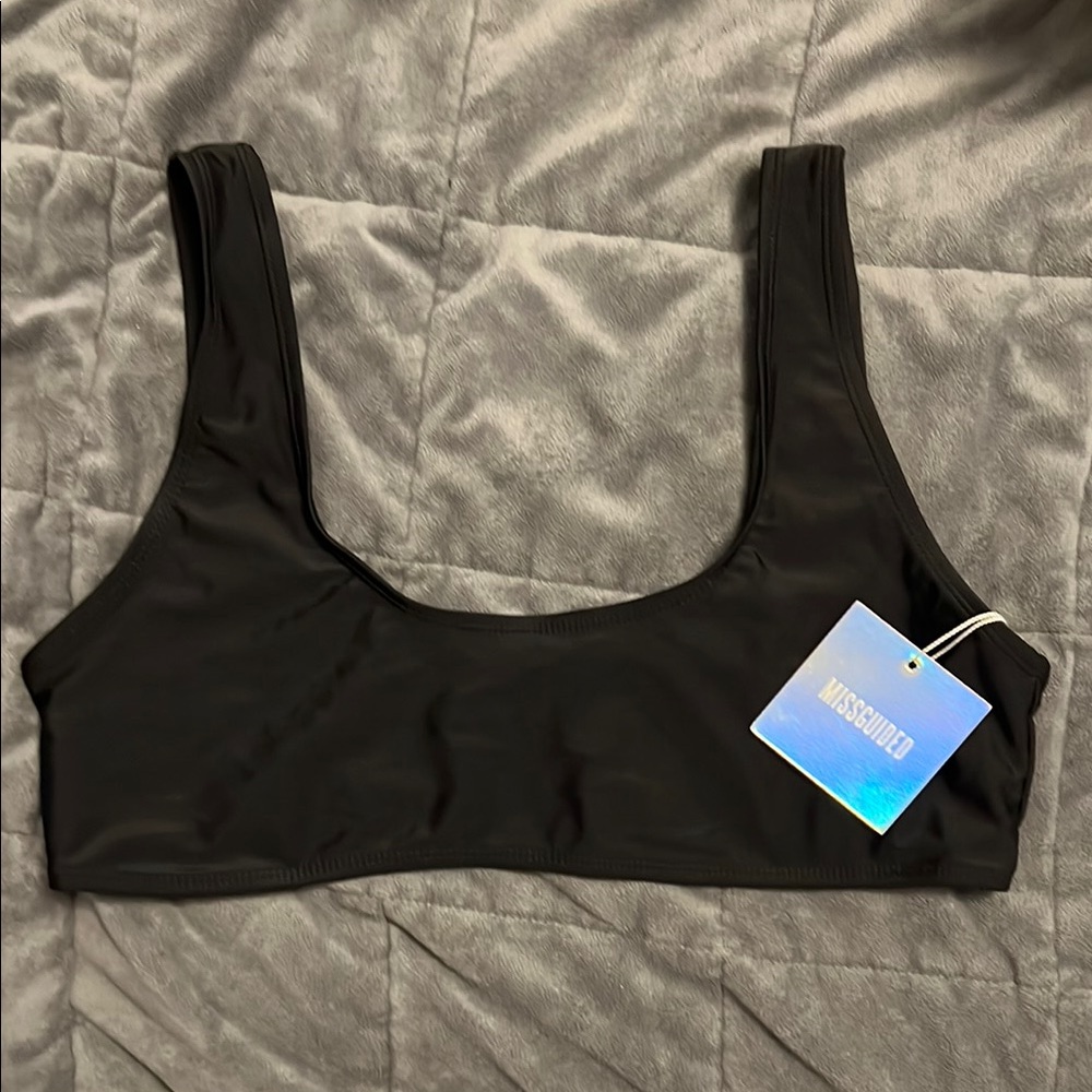 Missguided Black Bikini Top Minimalist Swimwear